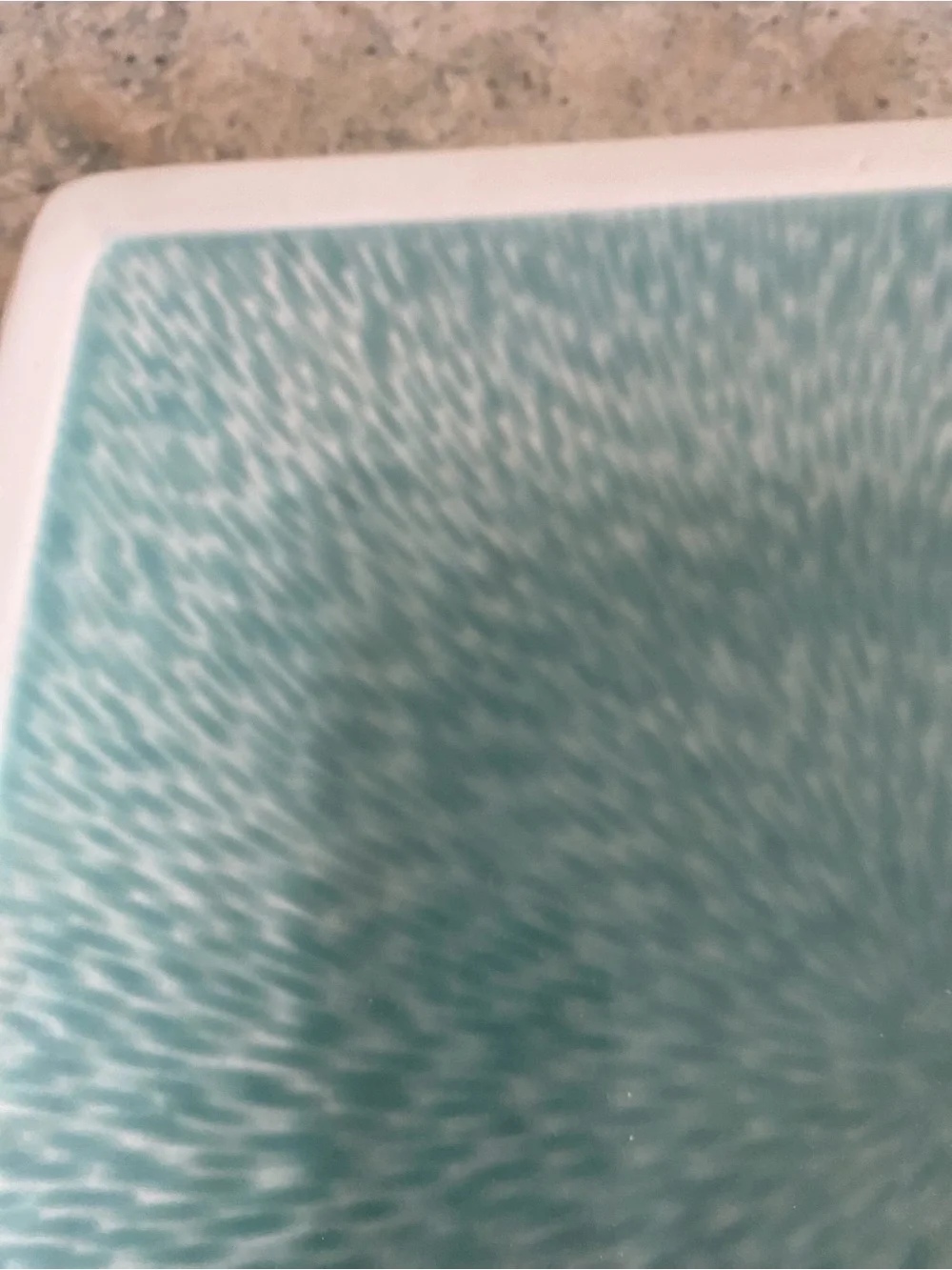 Sango Square Dinner Plates in Aqua and Cream - Set of 7
